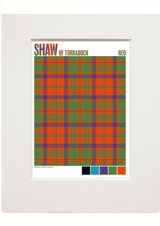 Shaw of Torradoch Red Ancient tartan – small mounted print