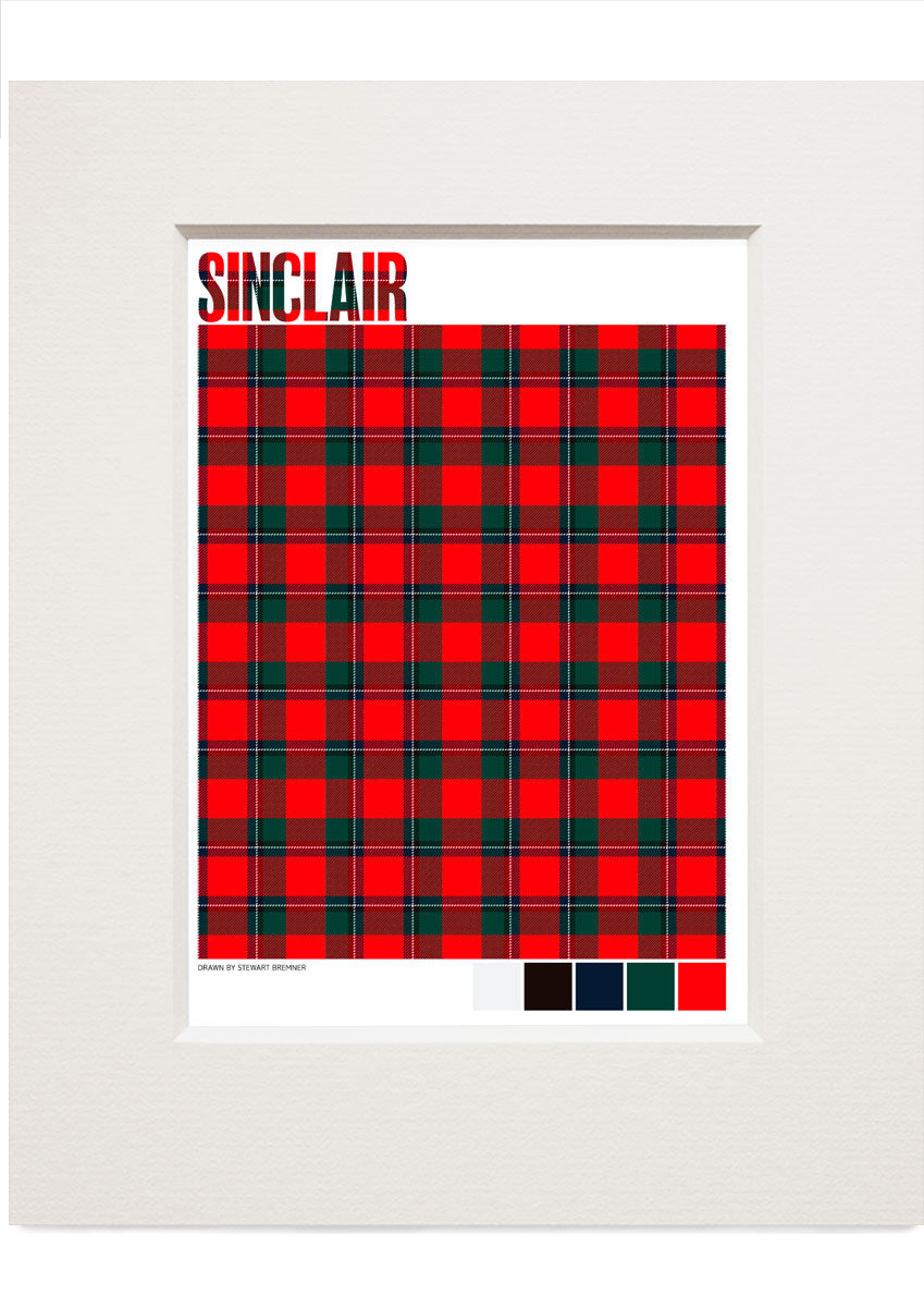 Sinclair Modern tartan – small mounted print