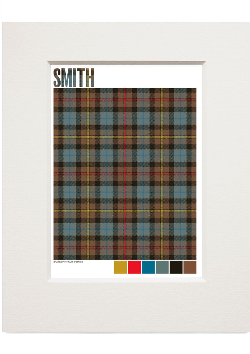 Smith Weathered tartan – small mounted print