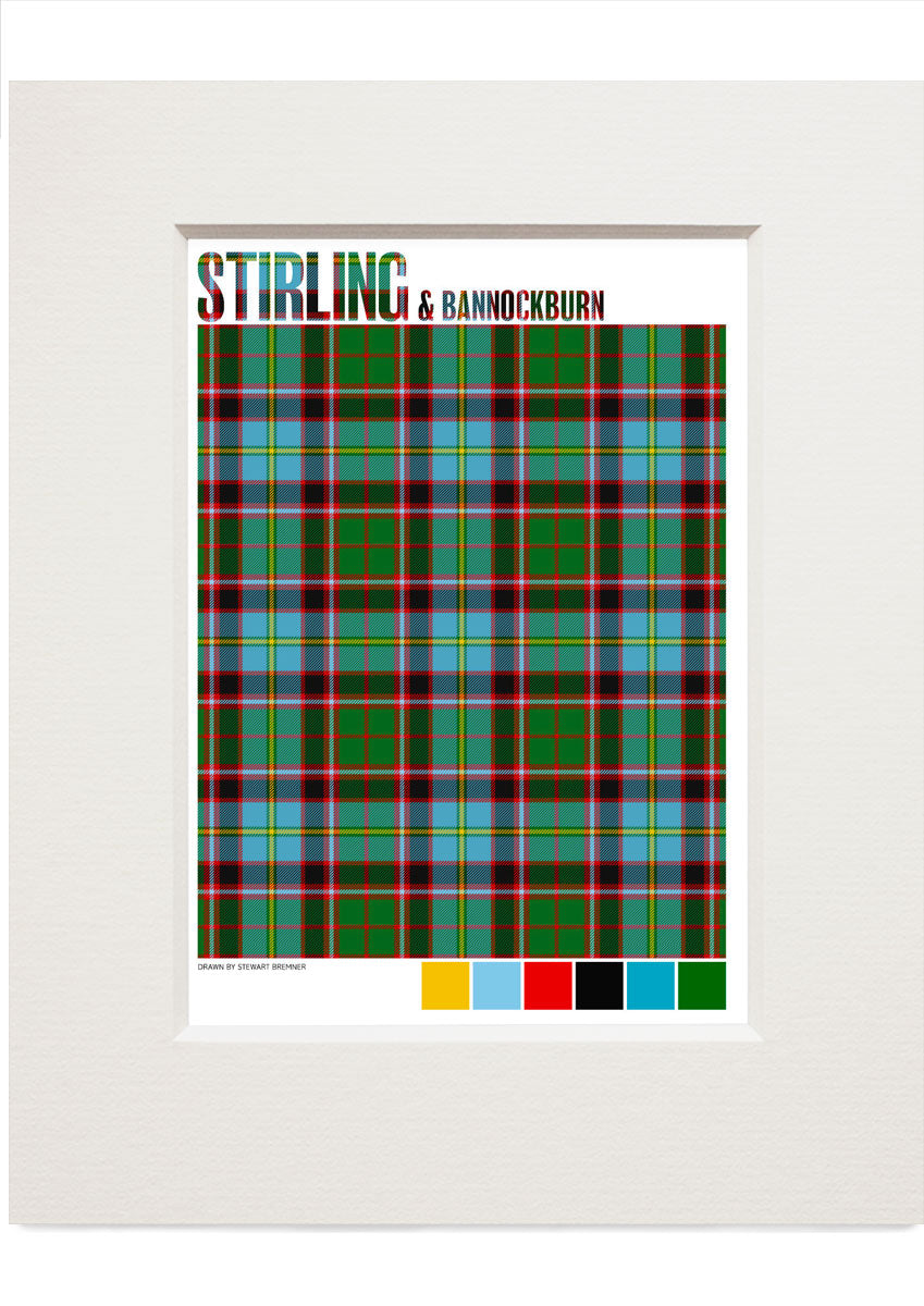 Stirling and Bannockburn Modern tartan – small mounted print