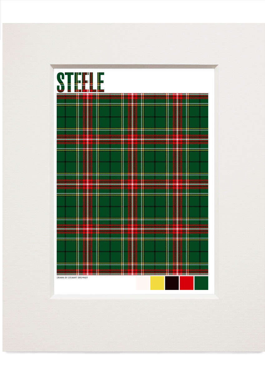 Steele Modern tartan – small mounted print