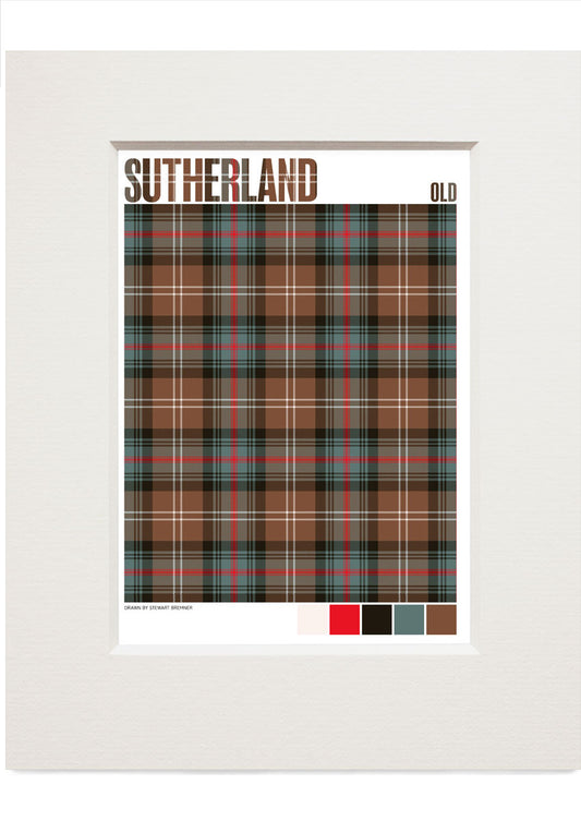 Sutherland Old Weathered tartan – small mounted print