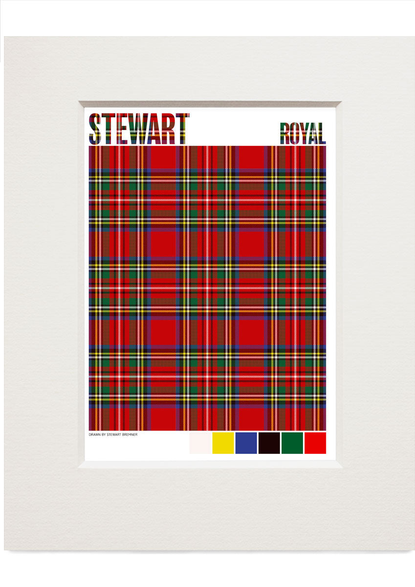 Stewart Royal Modern tartan – small mounted print