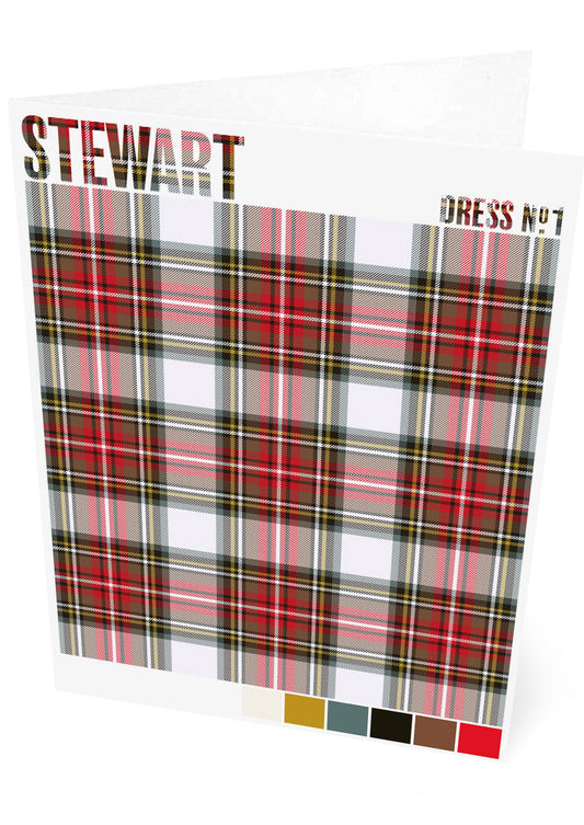 Stewart Dress #1 Weathered tartan – set of two cards