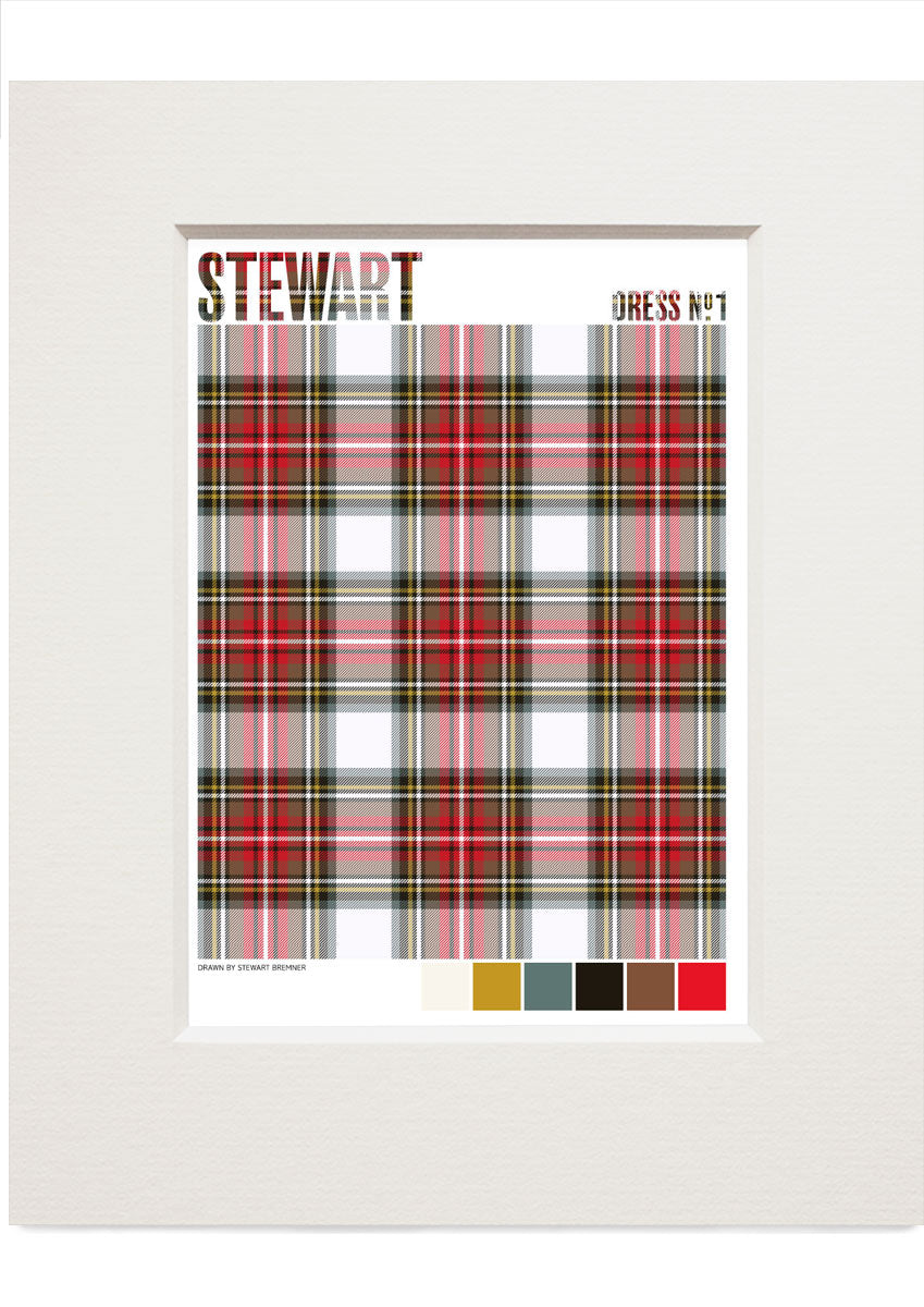 Stewart Dress #1 Weathered tartan – small mounted print