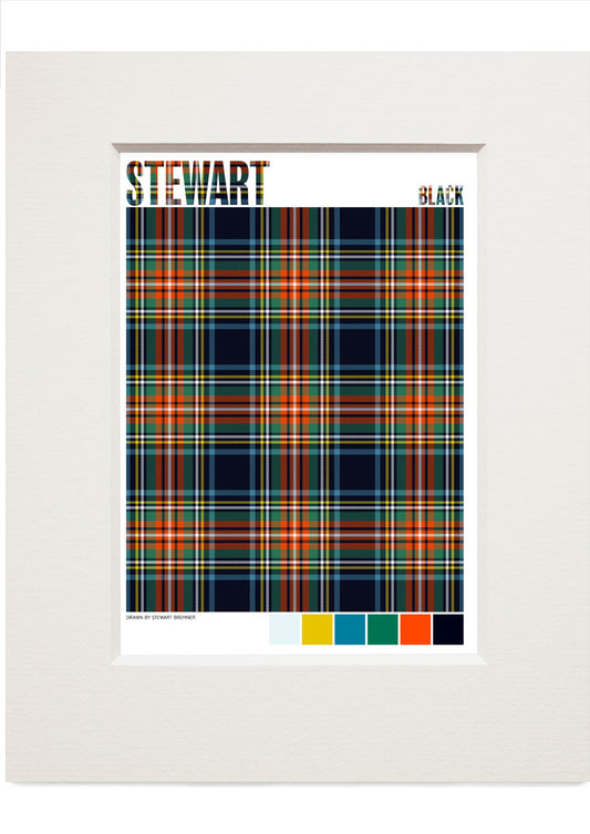 Stewart Black Ancient tartan – small mounted print