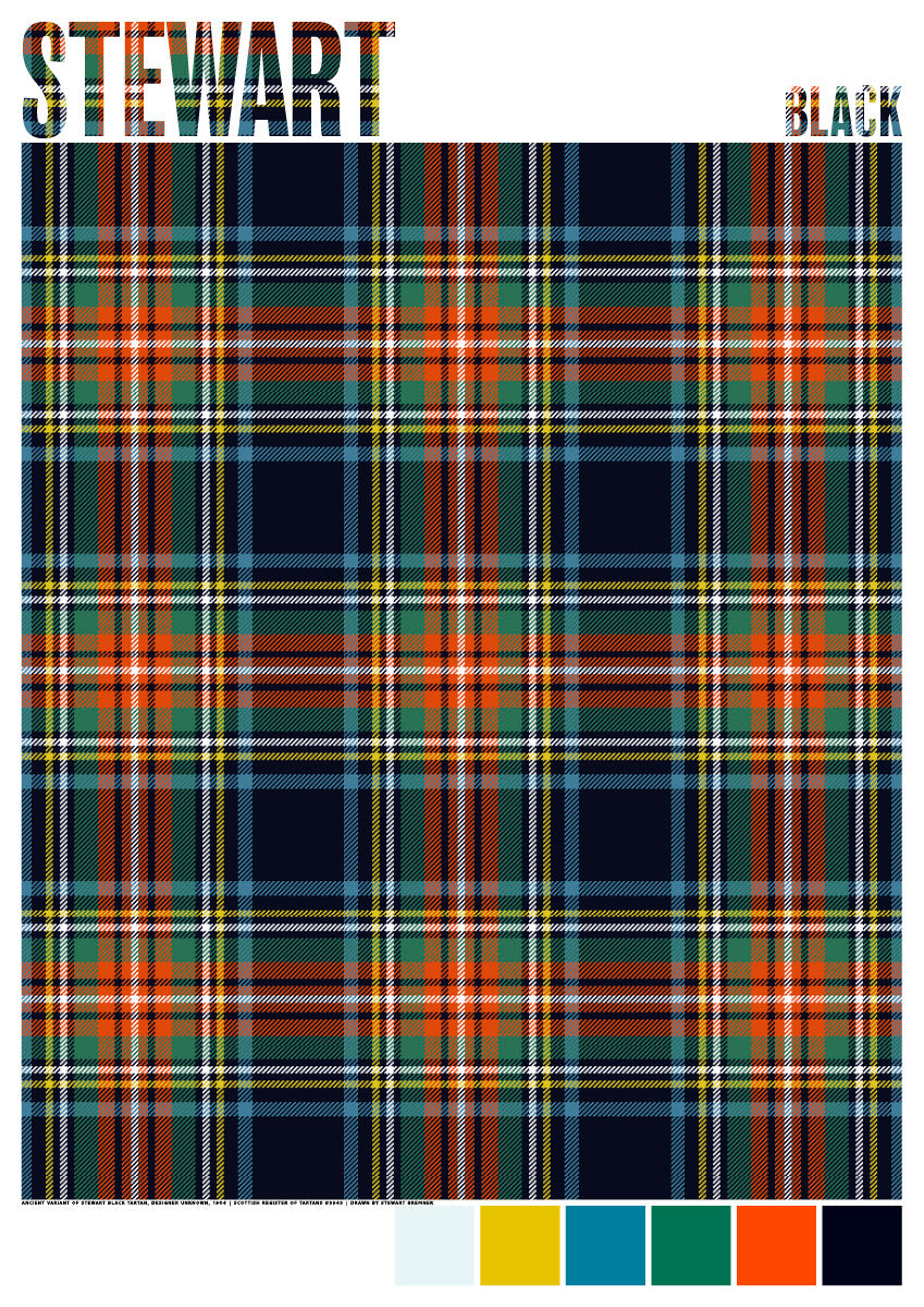 Stewart Black Ancient tartan – giclée print