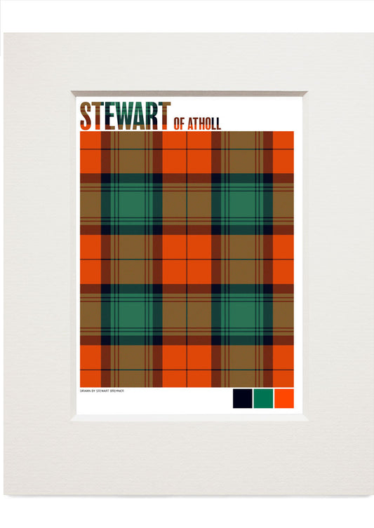 Stewart of Atholl Ancient tartan – small mounted print