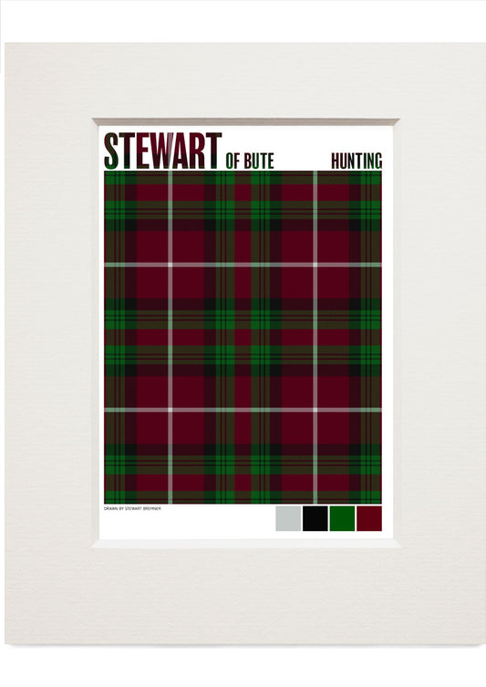 Stewart of Bute Hunting Modern tartan – small mounted print