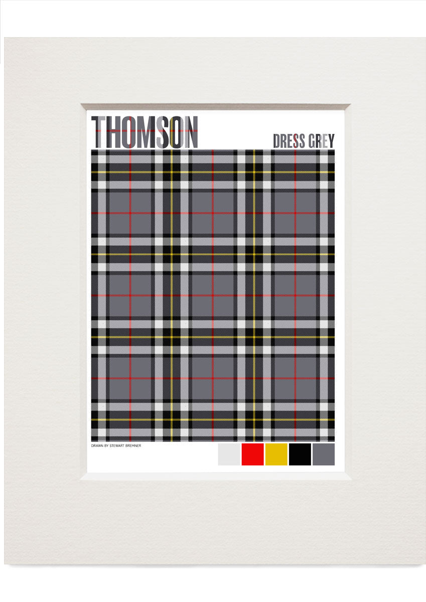 Thomson Dress Grey Modern tartan – small mounted print