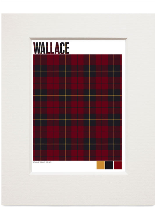 Wallace Muted tartan – small mounted print