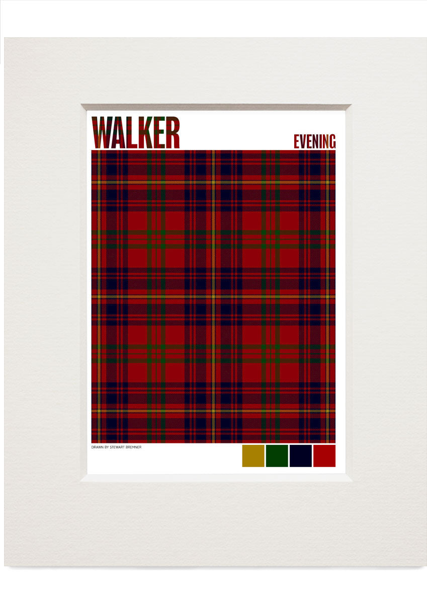 Walker Evening Modern tartan – small mounted print