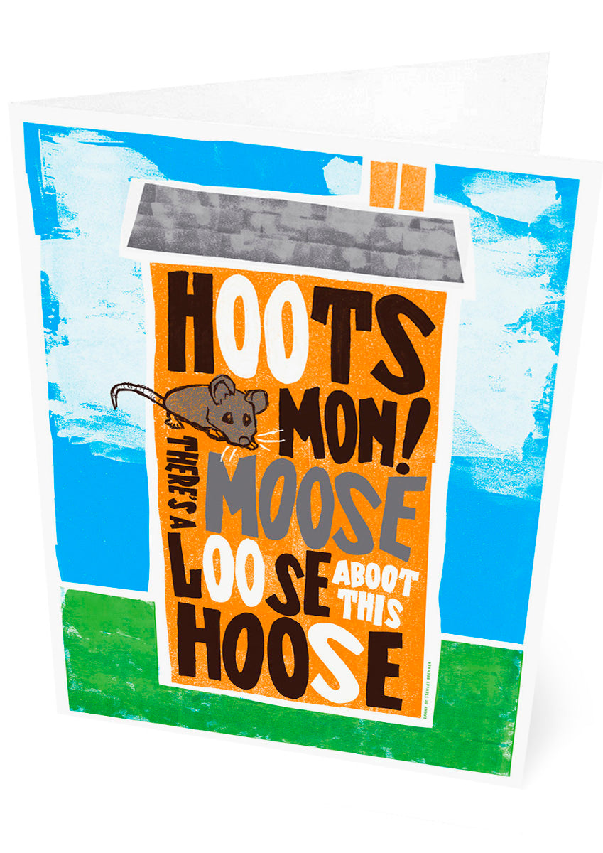 Hoots mon! There's a moose loose aboot this hoose (orange) – set of two cards