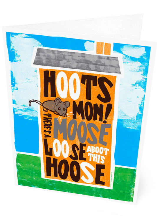 Hoots mon! There's a moose loose aboot this hoose (orange) – set of two cards