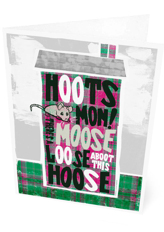 Hoots mon! There's a moose loose aboot this hoose (oan tartan) – set of two cards