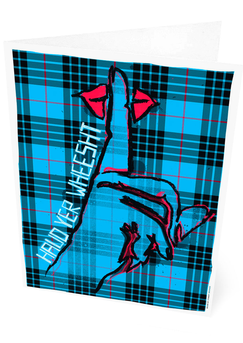 Haud yer wheesht (oan tartan) – set of two cards