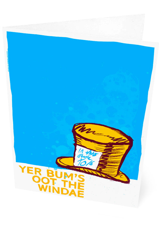 Yer bum's oot the windae (blue) – set of two cards