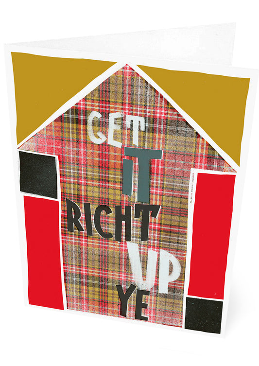 Get it richt up ye (oan tartan) – set of two cards
