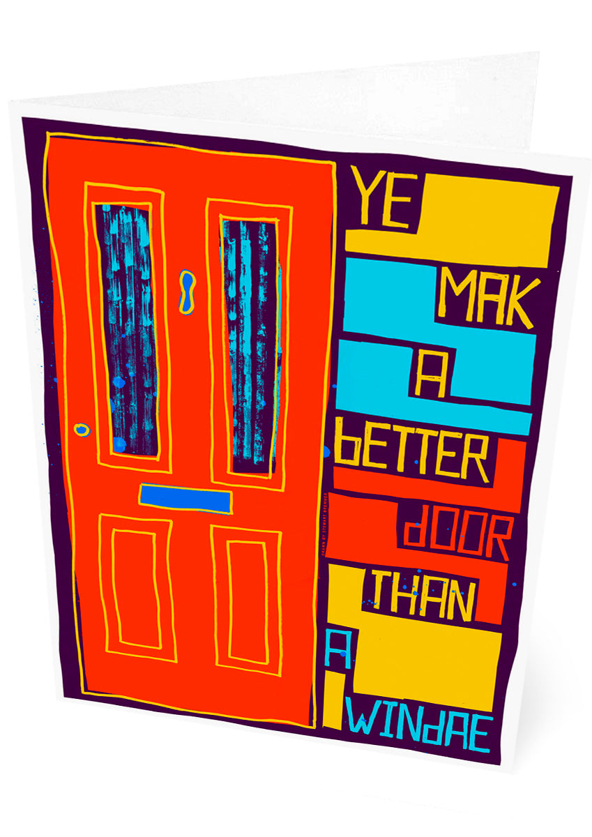 Ye mak a better door than a windae (red) – set of two cards