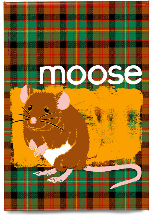 Moose oan tartan (yellow) – magnet