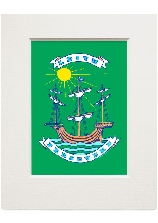 Leith persevere (green) – small mounted print