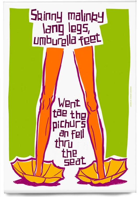 Skinny malinky long legs, umbrella feet (green) – magnet