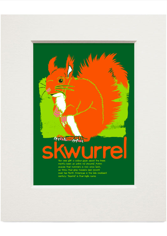 Skwurrel (green) – small mounted print