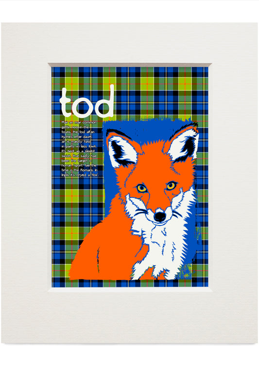 Tod oan tartan (green) – small mounted print
