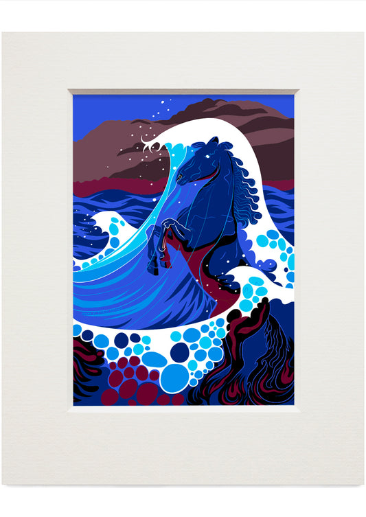 The kelpie dance (blue) – small mounted print