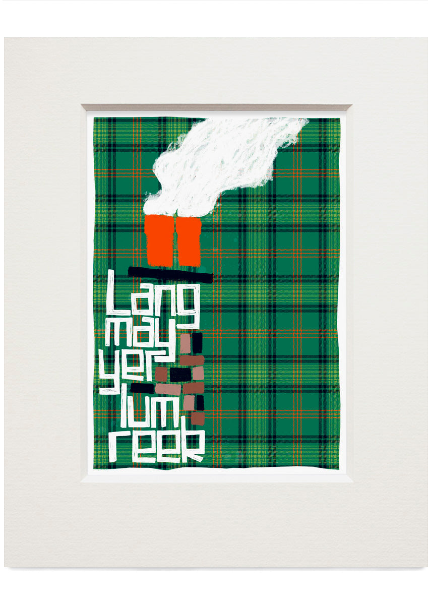 Lang may yer lum reek (oan tartan) – small mounted print
