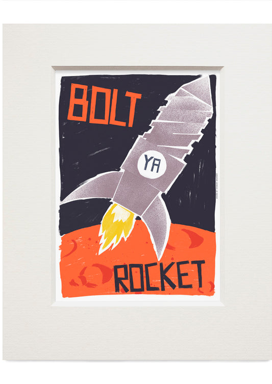 Bolt ya rocket (orange) – small mounted print