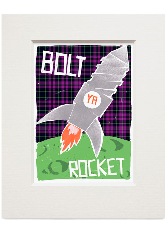 Bolt ya rocket (oan tartan) – small mounted print
