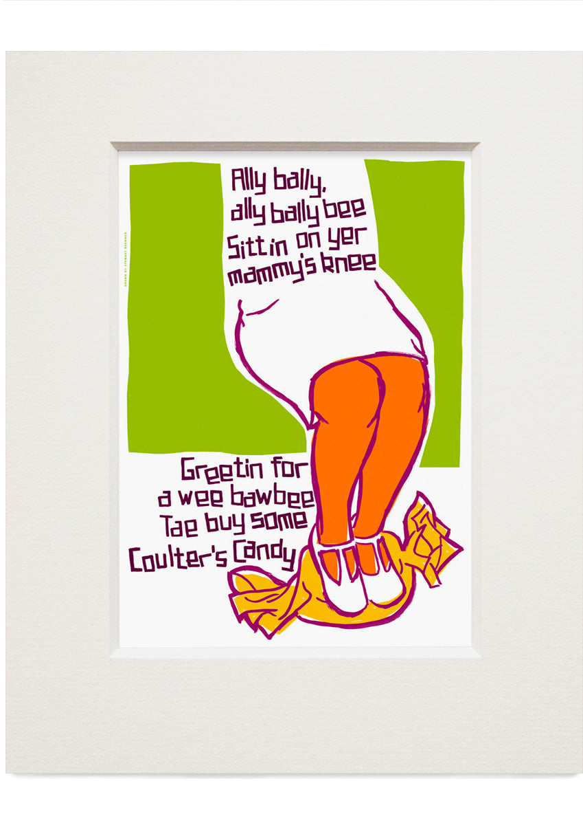 Ally bally bee (green) – small mounted print