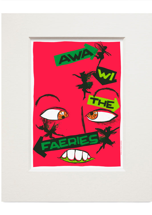 Awa wi the faeries (red) – small mounted print