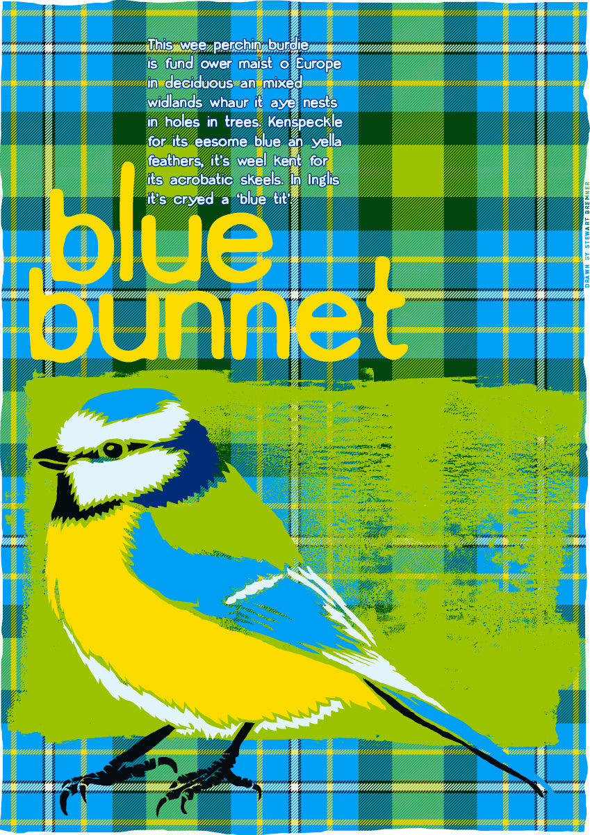 Blue bunnet oan tartan – poster