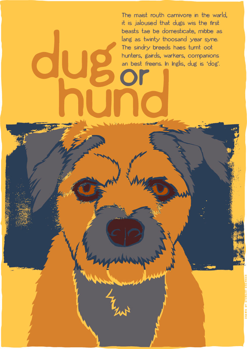 Dug or hund (yellow) – poster