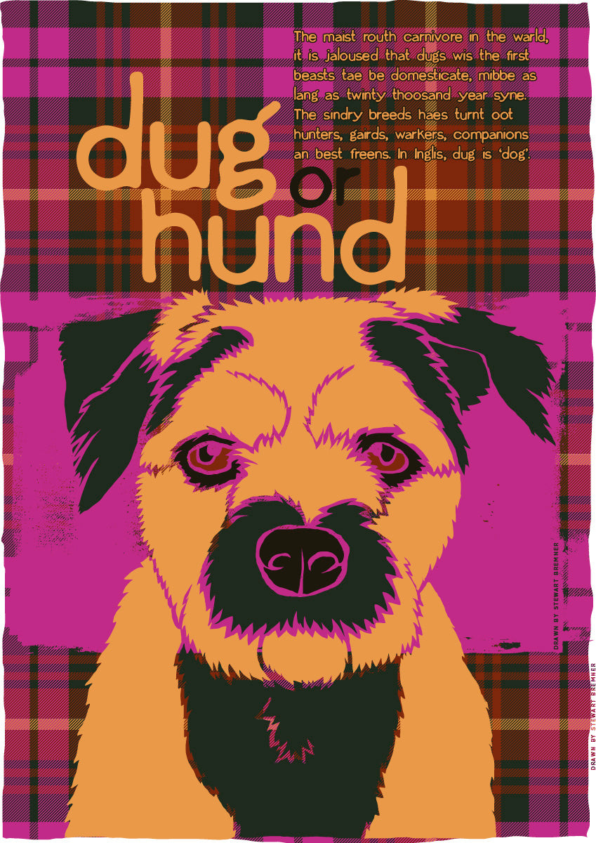 Dug or hund oan tartan – giclée print
