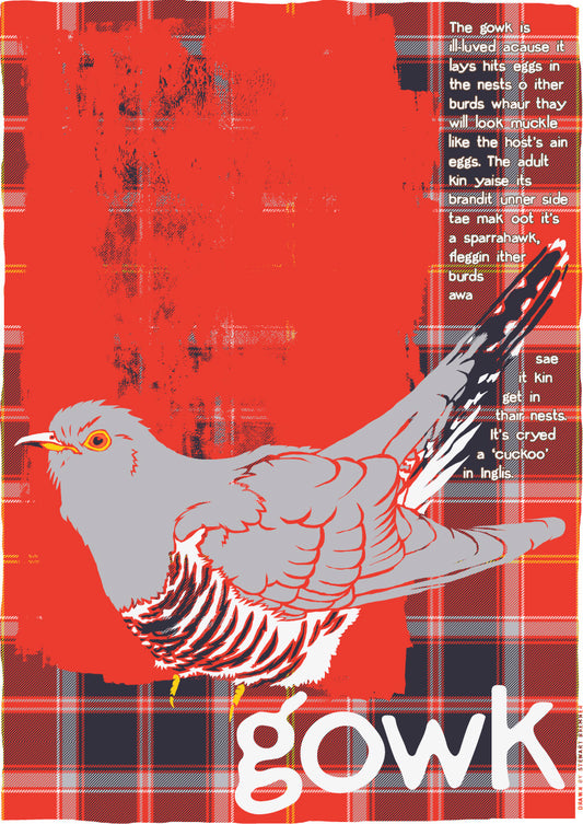 Gowk oan tartan – giclée print