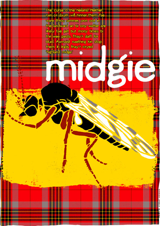 Midgie oan tartan – giclée print