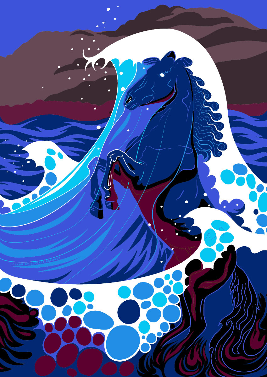 The kelpie dance (blue) – giclée print