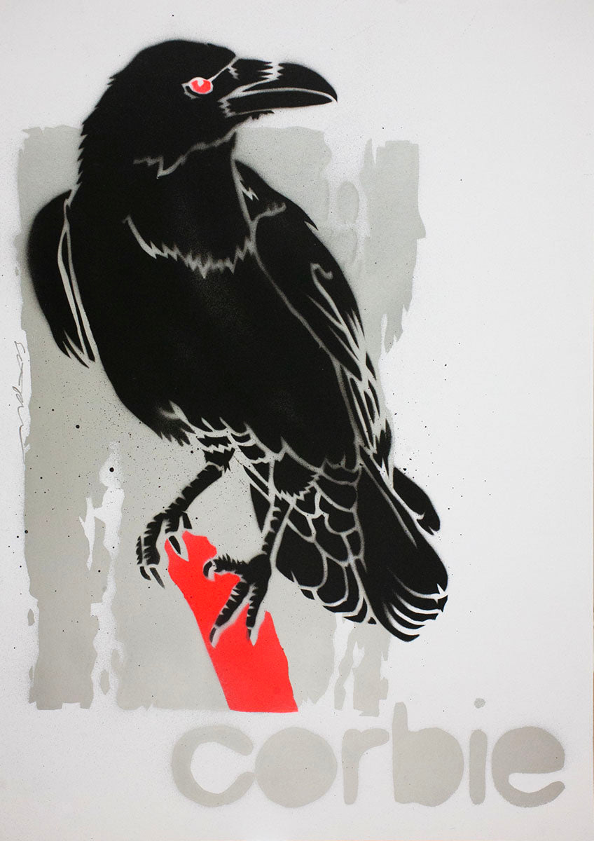 Corbie - handmade stencil art