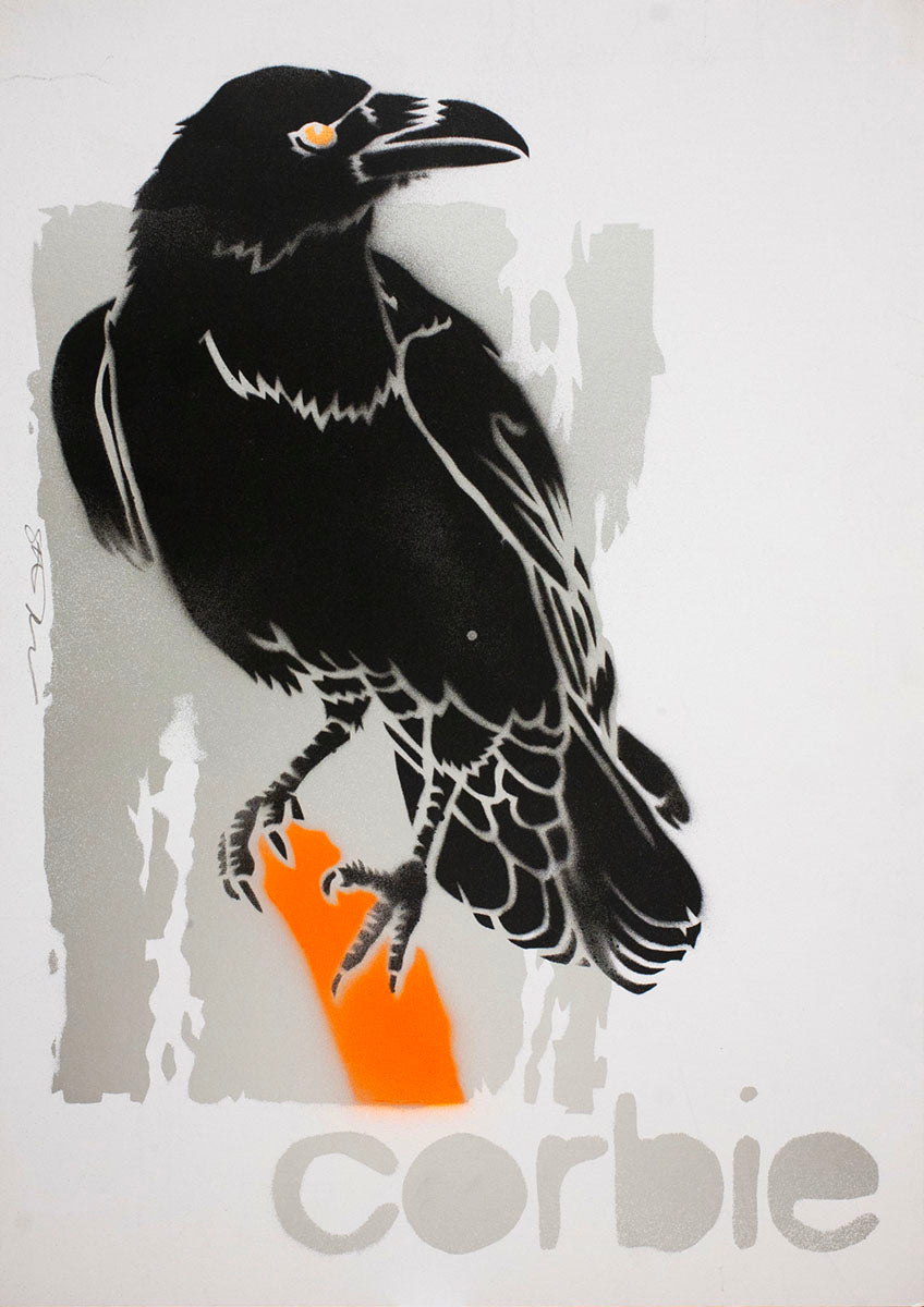 Corbie - handmade stencil art
