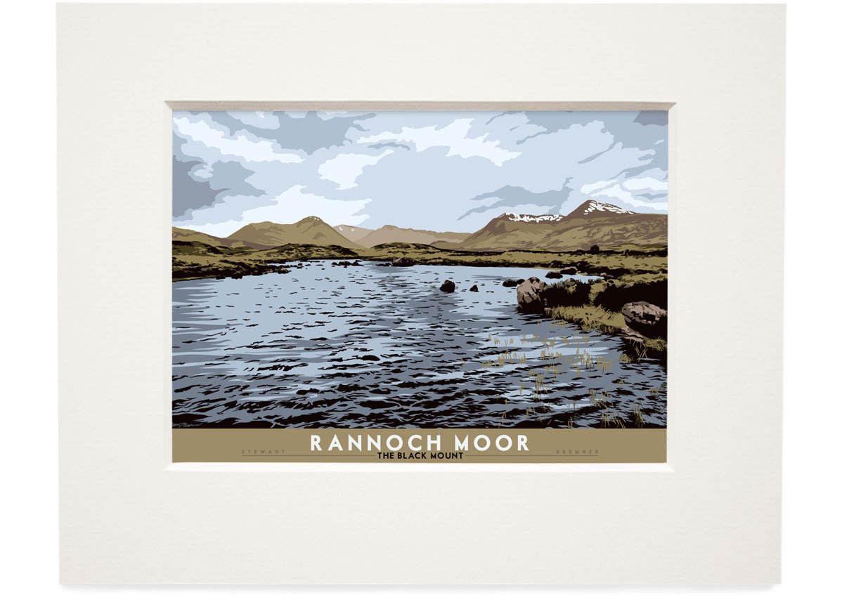 Rannoch Moor: The Black Mount – small mounted print - natural - Indy Prints by Stewart Bremner