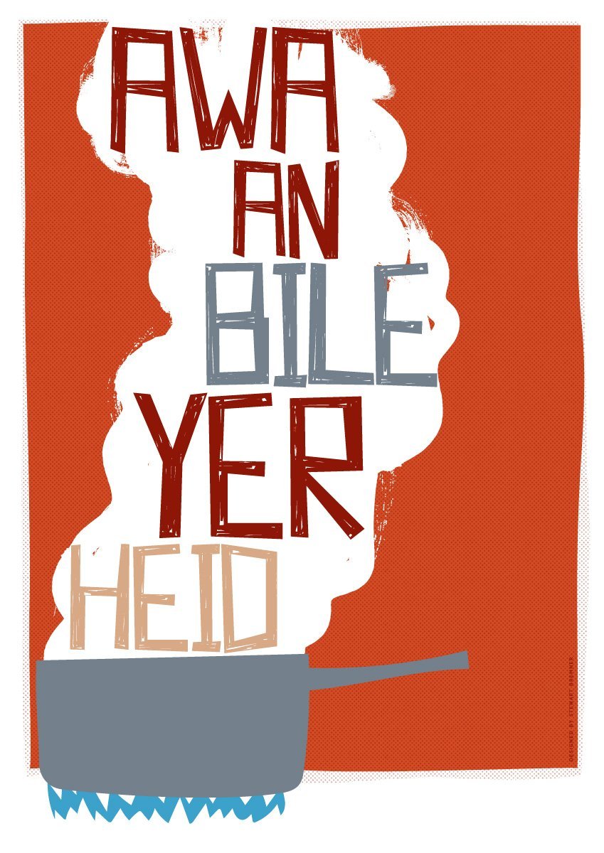 Awa an bile yer heid – giclée print - red - Indy Prints by Stewart Bremner