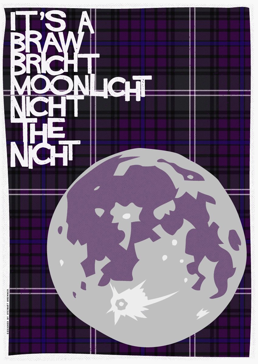 It's a braw bricht moonlit nicht the nicht (on tartan) – giclée – Indy Prints by Stewart Bremner print