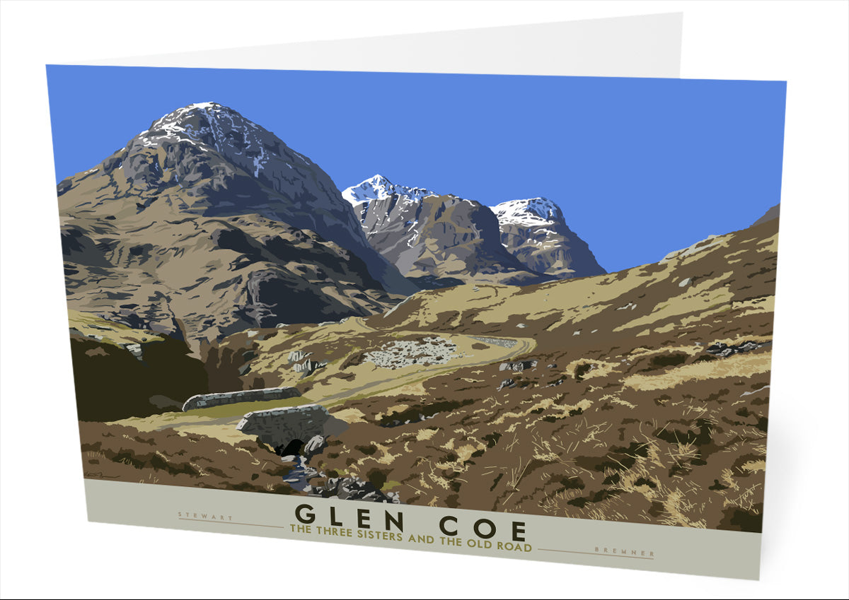 Glen Coe: the Three Sisters and the Old Road – card - natural - Indy Prints by Stewart Bremner