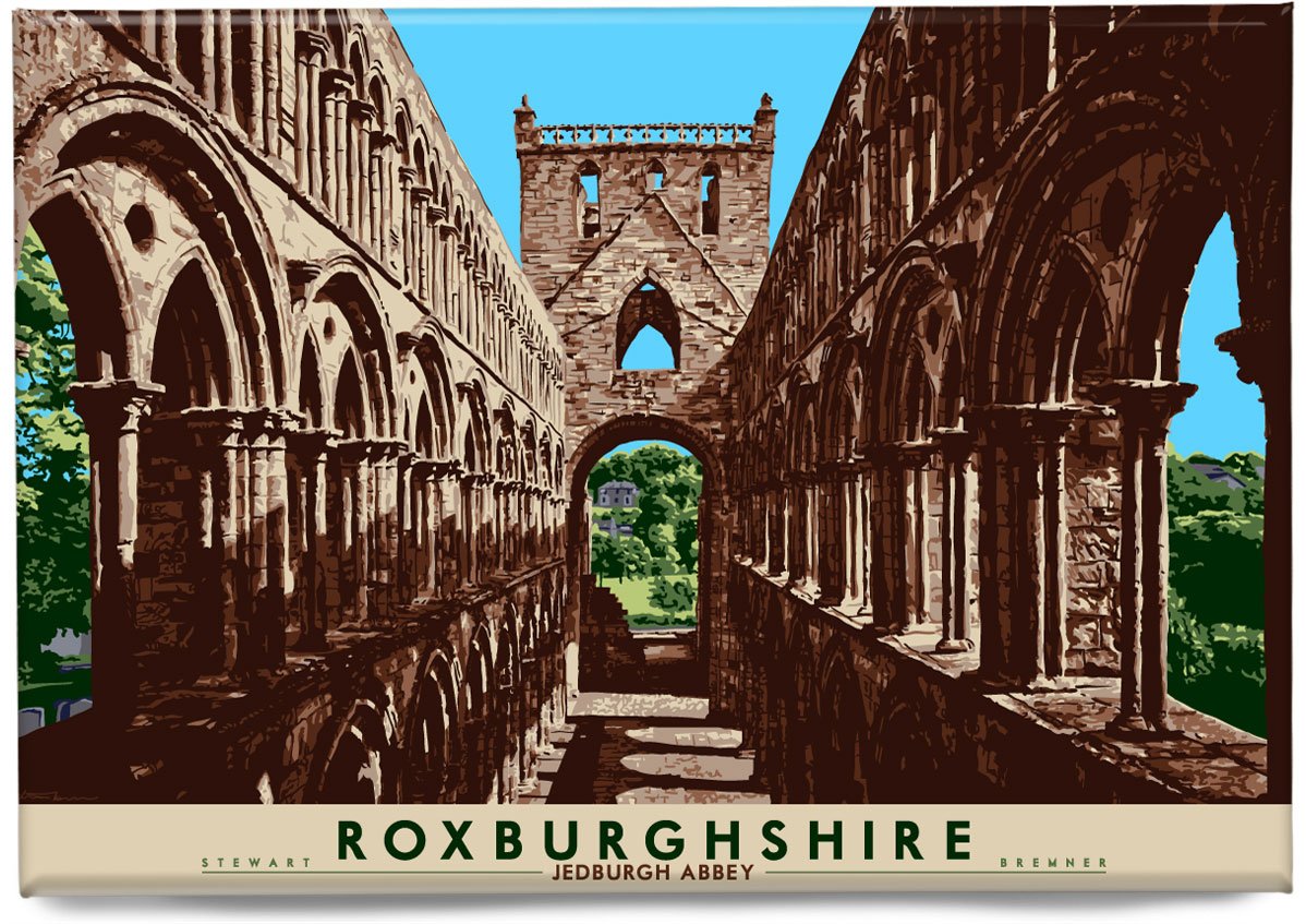 Roxburghshire: Jedburgh Abbey – magnet - natural - Indy Prints by Stewart Bremner