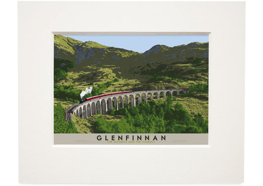 Glenfinnan: The Jacobite and The Viaduct – small mounted print - natural - Indy Prints by Stewart Bremner