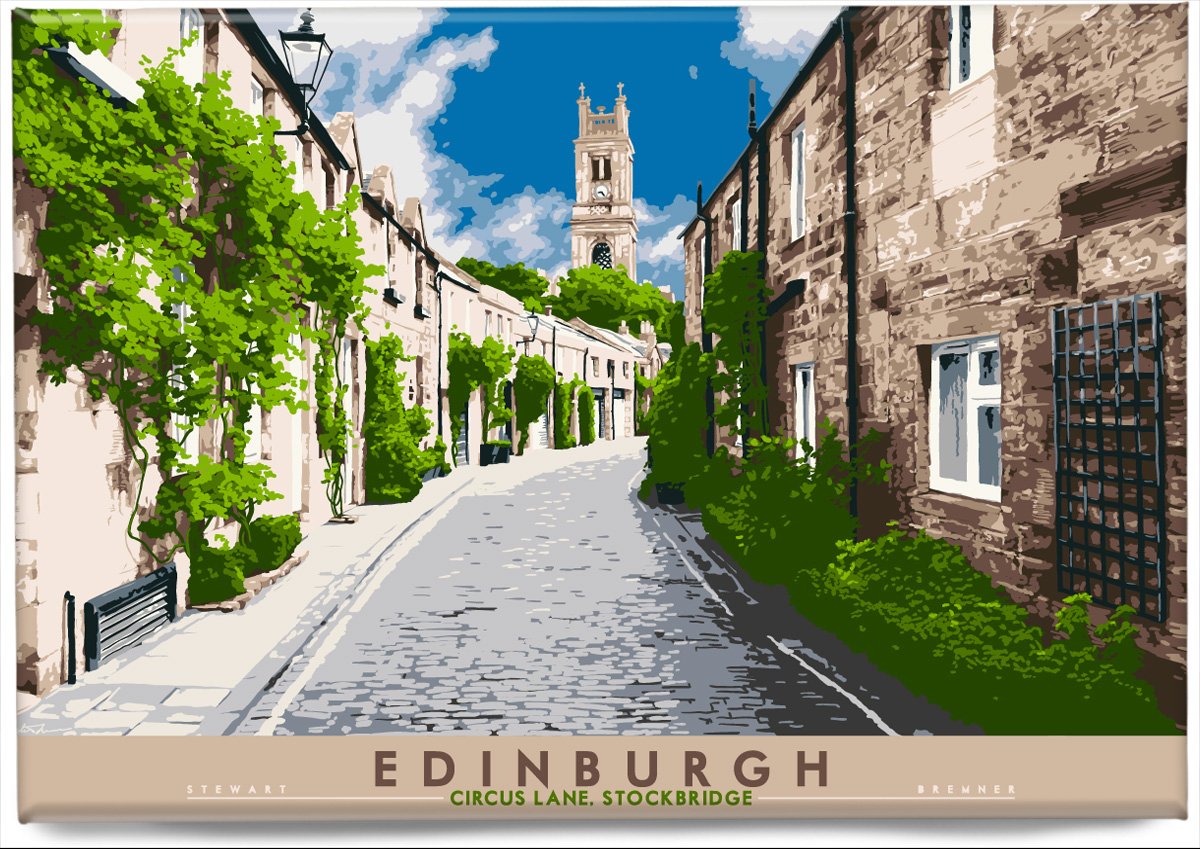 Edinburgh: Circus Lane, Stockbridge – magnet - natural - Indy Prints by Stewart Bremner