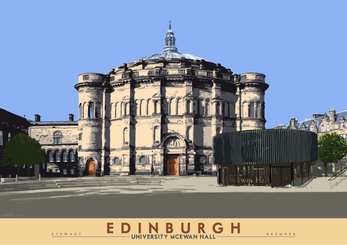 Edinburgh: University McEwan Hall – giclée print - pink - Indy Prints by Stewart Bremner